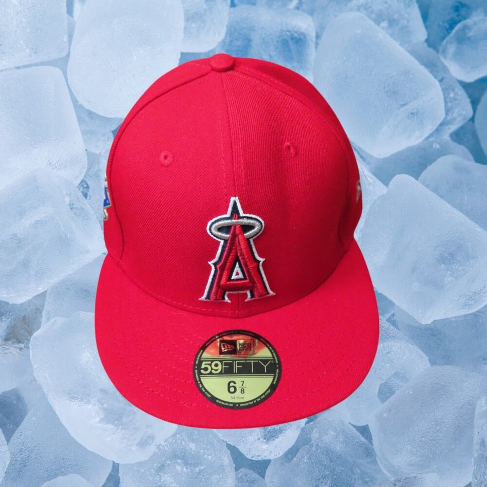Men's New Era Red Los Angeles Angels Jackie Robinson Day Patch 59FIFTY 6 7/8